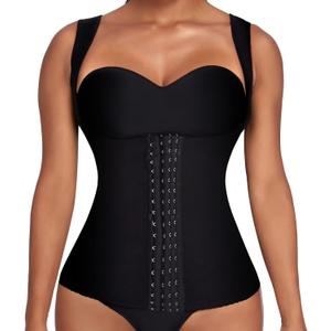 Ekouaer Women's Underbust Corset Waist Trainer Cincher Steel Boned Body Shaper Tummy Fat Burner XL, Black