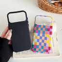 Compatible with iPhone 17 Pro Max Case, Cute Colorful Checkered Case with Shockproof Slim Soft TPU and Hard PC Protective Cover for Women/Men Designed for iPhone 17 Pro Max 6.9'', Colorful 2