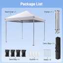 10x10 Pop Up Canopy, Portable Instant Canopy Tent with Carry Bag, 4 Sandbags and 8 Stakes for Outdoor Events, Parties & Camping - White
