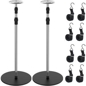 Boat Cover Support Poles, 2 Pack Adjustable Stainless Steel Pontoon Boat Cover Support System, Telescoping Tarp Accessories with 8 Straps and Metal Base for V Hull, Jon, Pontoon Boat