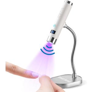 Mini UV Lamp for Gel Nails- Rechargeable Handheld Nail U V Led Curing Light with Stand- Flash Cure Fast Dry UV Lamp with Auto Sensor for Home Manicure and Salon (White)