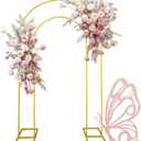 Open Arch Backdrop Stand,Double Arch Frame U Shaped Wedding Arches for Wedding Ceremony Birthday Party Bridal Baby Shower Photo Booth Garden Floral Balloon Arch Decoration (7.2x4.4FT(HW), Gold)
