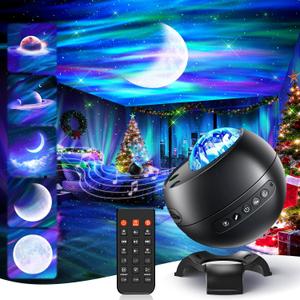 Northern Lights Projector Galaxy Projector for Bedroom, Birthday Gifts for Him 300+Colors Modes Aurora Light,15White Noise&Bluetooth Star Projector Galaxy Lights, Remote Ambient,Gifts for Boy (Black)