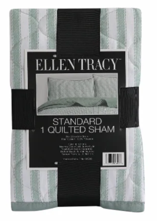 Ellen Tracy Standard 1 Quilted Sham 20x36 100% Polyester,Stripe