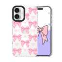 2 x GUESNUY Aesthetic Phone Case Compatible with iPhone 16,Bow Case Compatible with MagSafe,Soft Clear TPU Anti-Slip Shockproof Bumper Protective Cover for Women Girly - Pink