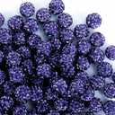 10mm Clay Rhinestone Beads for Bracelets, 100 Pcs Sparkle Crystal Beads for Jewelry Making, Glitter Round Shamballa Disco Ball Design for DIY Crafts Necklace Earrings Decoration (Purple)