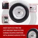 14.5" Wheelbarrow Tire, 3.50-8" Flat-free Solid Tire and Wheel with 3" -7" Centered Hub and 5/8" & 3/4"Bearings for Wheelbarrow Trolley Dolly Lawn Mover Go Kart Replacement (2-Pack)