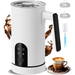 Electric Milk Frother, 4-in-1 Automatic Milk Steamer & Foamer 11.8oz/350ml, Automatic Hot and Cold Foam Maker and Milk Warmer for Latte, Cappuccino, Matcha, Hot Chocolate (White)