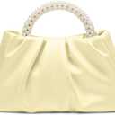 Beatfull Evening Purse Women Small Pearl Handbags Soft Leather Ruched Bag Wedding Bridal Clutch Party Prom Crossbody Purses