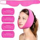 LotFancy Face Ice Pack Wrap with 4 Reusable Hot Cold Therapy Gel Packs, Pain Relief for TMJ, Wisdom Teeth, TMD, Oral and Facial Surgery, Dental Implants, Pink