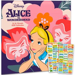 Alice in Wonderland Calendar 2026 - Deluxe 2026 Alice in Wonderland Wall Calendar Bundle with Over 100 Reminder Stickers (Tim Burton Gifts, Office Supplies)