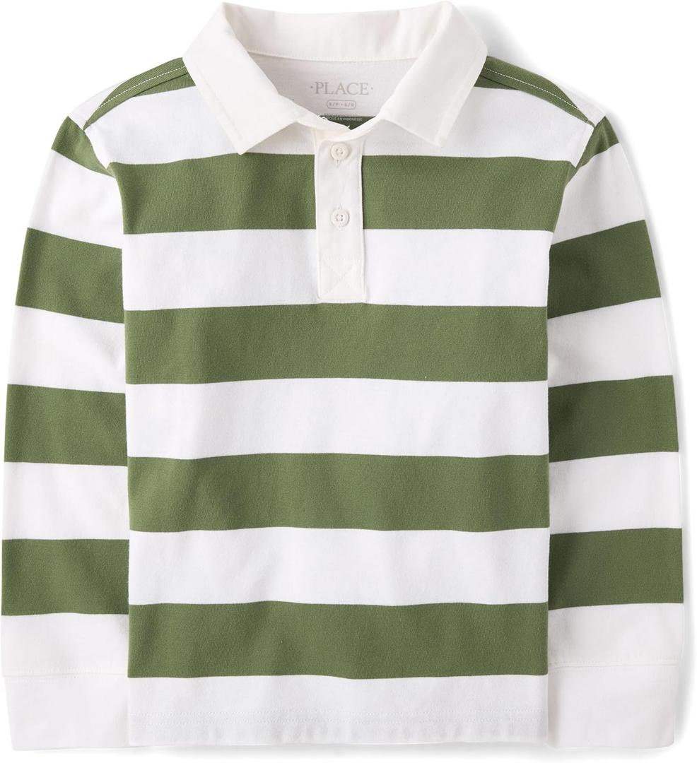 The Children's Place Boys' Long Sleeve Rugby Polo, Large