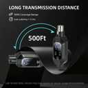 Wireless XLR Transmitter and Receiver, 500ft XLR Wireless Transmitter Receiver with 2x30 Channels, Dynamic Mic Wireless Adapter for PA Mixer, Church, Stage