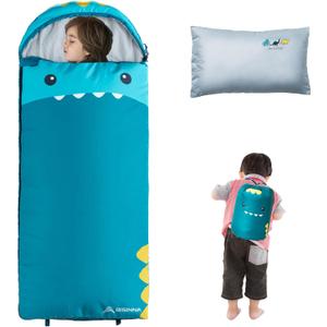 Kids Sleeping Bag for Boys Girls with Pillow 3 Season Camping Sleeping Bag Portable for Children Hiking Backpacking Indoor Outdoor