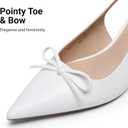 DREAM PAIRS Women Slingback Kitten Heels, Pointed Toe 2.17 Inch Low Bow Dress Shoes All Day Wear Comfortable Formal Wedding Pumps (Size 8, White)