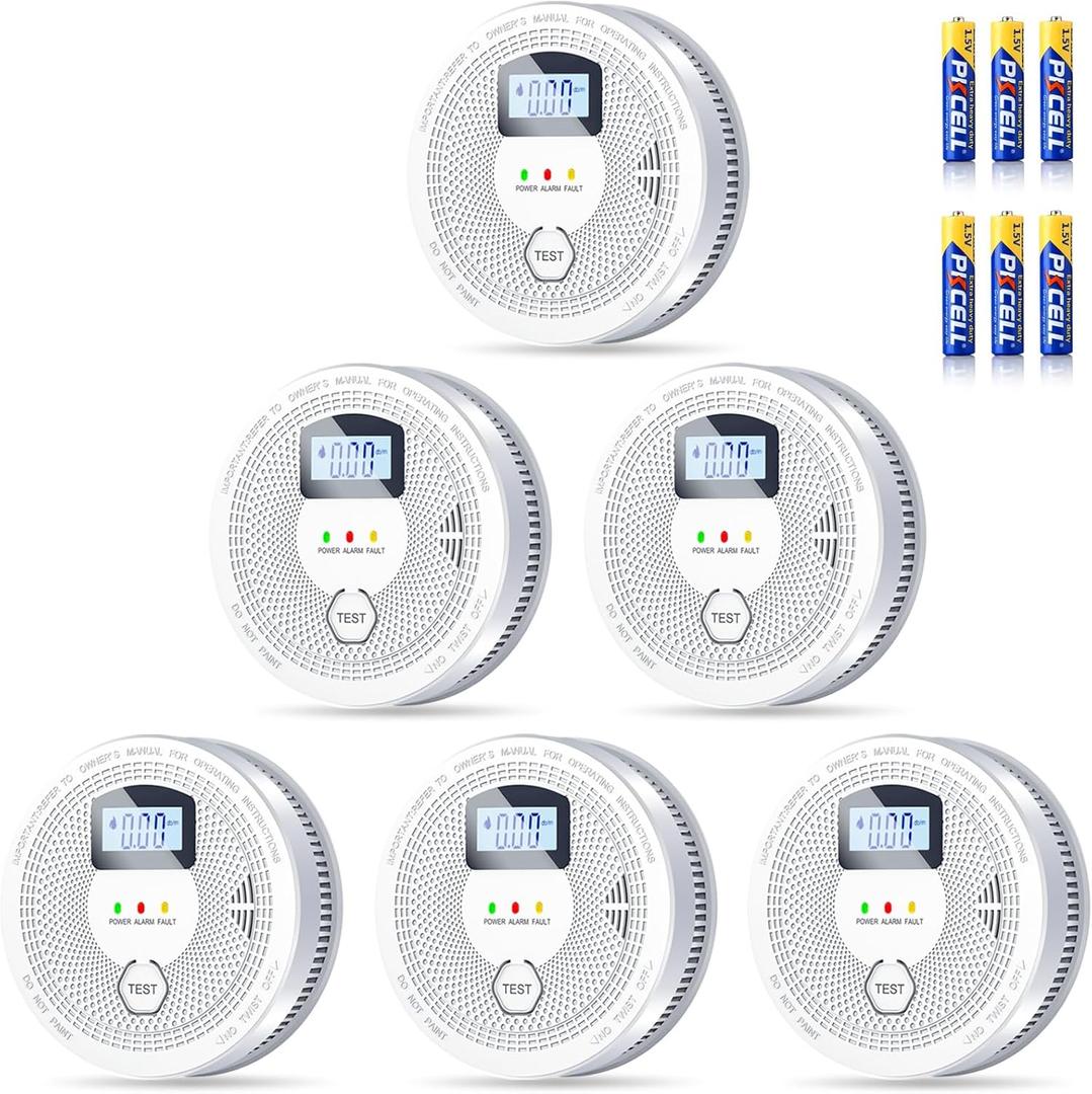 Smoke Detector and Carbon Monoxide Detector Combo with LED Indicators, 2 in 1 CO & Smoke Alarm, Battery Operated Smoke and Carbon Monoxide detectors 6-Pack, No Manufacturing Date