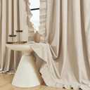 Beige Ruffle Curtains 84 Inches Long 2 Panels Suede Fabric Light Tan Farmhouse Curtains for Living Room Bedroom Rod Pocket Light Filtering Shabby Chic Window Curtains for Girls Nursery Room, 52x84