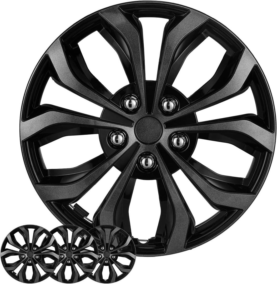 14 Inch Universal Hubcaps, Gunmetal Gray & Black, Set of 4
Snap-On PP Wheel Covers for 14" Steel Wheels with Adjustable Locating Ring for a Secure Fit