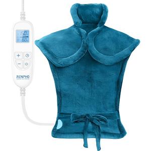 RENPHO Heating Pad for Neck and Shoulders and Back Pain Relief, Christmas Gifts for Women Men Mom, FSA Eligible HSA Store, 24"x33" Weighted Electric Large Heat Pad, Auto Shut Off, ETL Certified, Blue