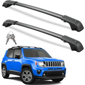 Wonderdriver Lockable Roof Rack Cross Bars 220lbs Compatible with 2015-2024 Jeep Renegade (with Raised Side Rails), Heavy Duty Aluminum Roof Rails Crossbars Cargo Canoe Black Rooftop Cargo.