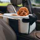 Dog Car Seat for Small Dogs, Portable Center Console Dog Car Seat, Pet Booster Seats with Safety Belt and Soft Cushion, Pet CarSeat for Dogs and Cats Under 15 lbs, White