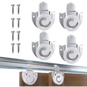 4 Piece Sliding Wardrobe Door Hardware Set, Sliding Closet Door Roller Kit to Allow Wardrobe Cabinet Doors to Slide Smoothly and Quietly with Screws (#1, 2)