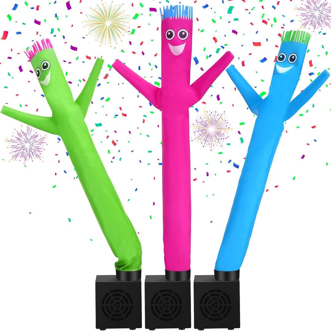 Poen 3 Pcs Mini Inflatable Tube Man Gift Funny Gag Birthday Wacky Waving Inflatable Guy with Blower Desktop Mini Dancer Gift for Women Party Decoration(Cute)