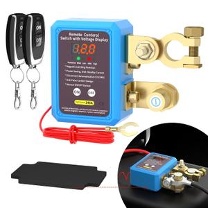 240A Kill Switch 12V Remote Battery Disconnect Switch with Led Voltage Display Automatic Power Shut Off Switch Anti Theft for Auto Car Truck Boat