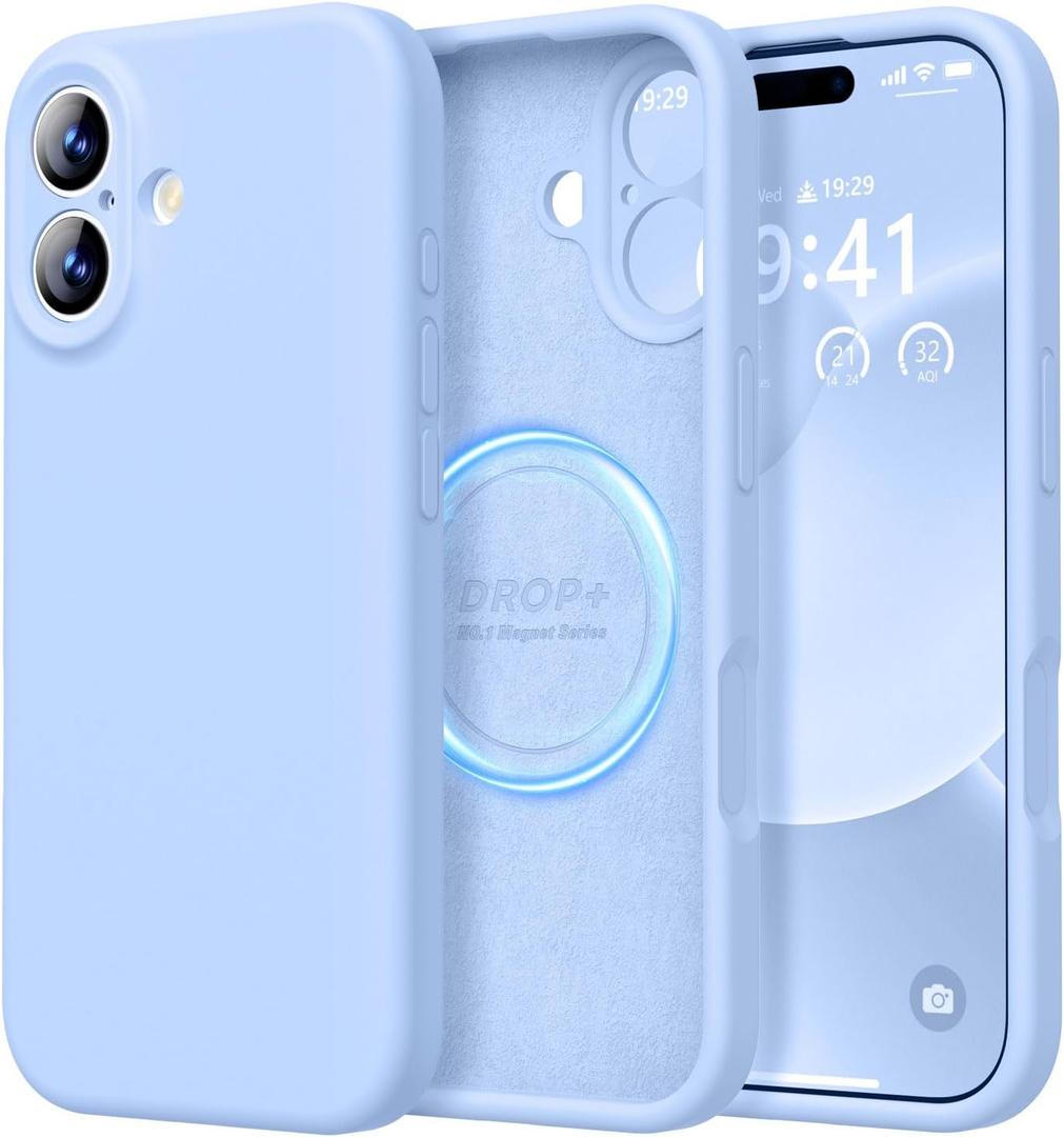 LOVE 3000 Designed for iPhone 17 Case, Premium Silicone [Compatible with Magsafe][Soft Anti-Scratch Microfiber Lining] Shockproof Protective Phone Case for Men Women 6.3", Light Blue