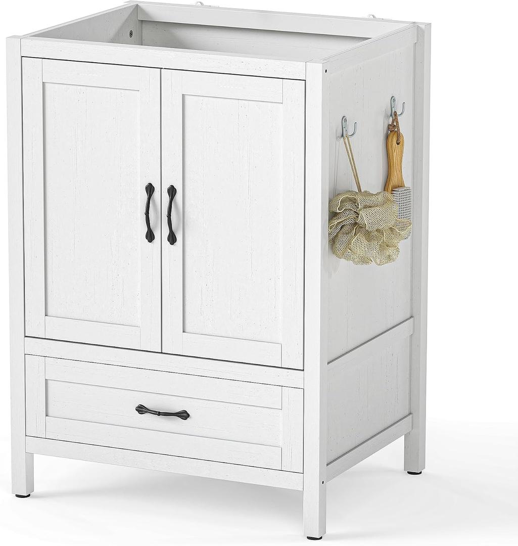 Quikraen 24 Inch Bathroom Vanities,Sink Vanity for Small Space,Adjustable Upper Storage Cabinets and Lower Drawers Modern Bathroom Vanities Excluding the SinkWhite, 24" L 18.5" W 34" H
