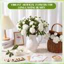 Geosar White 20 Pcs 40 Heads Artificial Peonies Flowers, White Faux Peony Florals Arrangement with Bendable Stems for Centerpieces, Wedding Bouquet, Home, Office, Party Decor