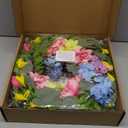 18 Inch Spring Wreaths for Front Door with Dahlias, Hydrangeas, Peonies, Eucalyptus - Artificial Spring Summer Front Door Wreath for Farmhouse, Porch, Window, Wedding, Indoor Outdoor Home Decor (Pink & green)