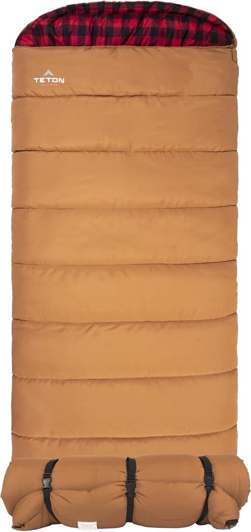 TETON Sports Deer Hunter Sleeping Bag, Warm and Comfortable Camping Sleeping Bag, Teton Tough Canvas Shell for Camping, Hunting, and Cold Weather, 90" X 39" - Left Zip