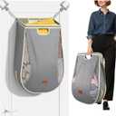 Ligereza Large Capacity Hanging Laundry Hamper Bag,Portable Over The Door Laundry Basket,Breathable Clothes Hamper,for Dormitory/Bathroom/RV Camping 14.5 x 8.6 x 25.5 in (Gray)