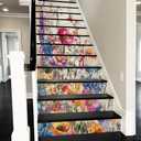 REDAMANCY Vintage Watercolor Colorful Flower Cluster Pink/Purple/Lavender Peel and Stick Vinyl Stair Riser Decals Staircase Tile Stickers Decor Modern Marble Decoration Self-Adhesive(14 Pcs) (Stad-052)
