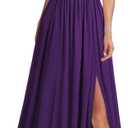 Miusol Women's Elegant Sequin Lace Contrast Chiffon Split Style Evening Party Maxi Dress (Purple, XL)
