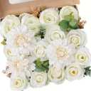 AGIRL Artificial Flowers Combo Fake Flowers Rose Silk Flowers with Stems for DIY Wedding Bouquets Centerpieces Arrangements Table Decor Bridal Baby Shower Party Home Decor (Cream White)