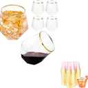 LUODA Gold Diamond Shaped Plastic Stemless Glasses Set of 24, Disposable 12 Oz Clear Plastic Whiskey Glasses for Birthday, Housewarming and Weddings