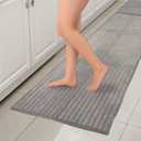 Kitchen Rugs Sets of 2 PCS  Kitchen Mats for Floor 20x30/20x48 Inch Non Slip Washable Rug Set, Non Slip Floor Mats Made of 100% Polyester Soft and Anti-Slip Standing Kitchen Runner Rug, Grey