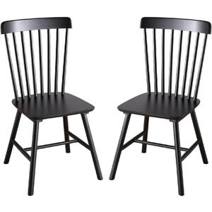 Wooden Windsor Dining Chairs Set of 2 Wood Dining Room Chair Black Spindle Side Kitchen Room Country Farmhouse Chairs