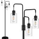 BoostArea Industrial Floor Lamp for Living Room,Glass Lampshade,Modern Stand Up Lamp with 3 Light,Simple Design Floor Lamp for Bedroom, Living Room, Office, Kids Room, Reading
