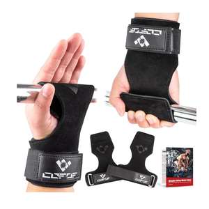 Weight Lifting Wrist Strap, Double Layer Leather Wrist Strap for Deadlift and Powerlifting, Adjustable Neoprene Padded Gym Workout Lifting Hooks (Pair)