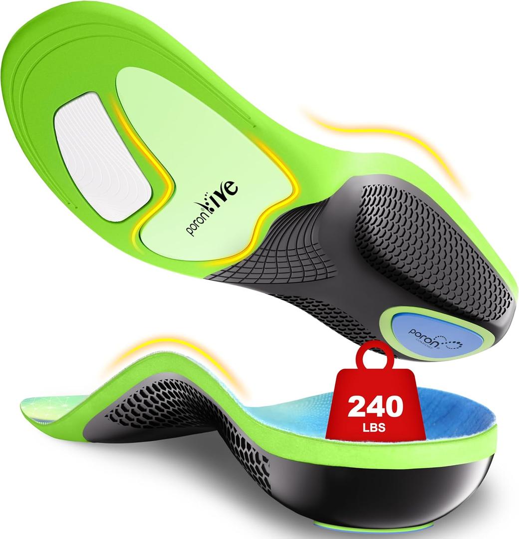 Plantar Fasciitis Insoles Shoe Inserts for Men Women, 240lbs Heavy Duty Arch Support Inserts for Pain Relief, Work Boot Orthotics Insoles for Standing All Day, XL (XL(Men 11-12/Women 12-13)--305mm, Green)