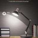 LEPOWER Metal Desk Lamp, Adjustable Goose Neck Architect Table Lamp with On/Off Switch, Swing Arm Desk Lamp with Clamp, Eye-Caring Reading Lamp for Bedroom, Study Room &Office (Black)