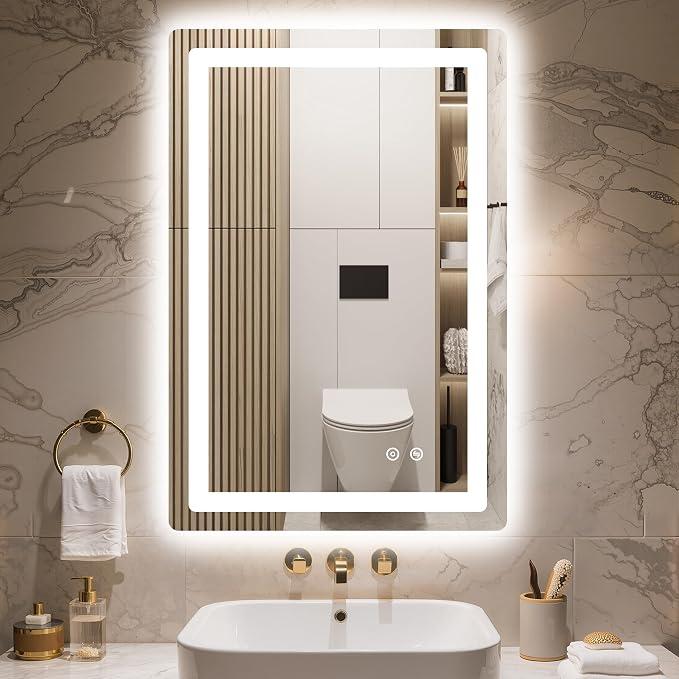 30x20 LED Bathroom Vanity Mirror with Lights, Anti-Fog, Dimmable
Front & Backlit with 3 Color Modes and Memory, 5mm Shatterproof Glass, Plug-in or Hardwired, Horizontal or Vertical