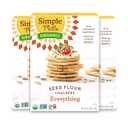 Simple Mills Organic Seed Crackers, Everything, Gluten Free, Flax Seed, Sunflower Seeds, Corn Free, Low-Calorie Snacks, Plant Based, Nutrient Dense, 4.25oz, 3 Count (EXP 08/12/26)