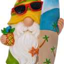 Mood Lab Garden Gnome - Surfer Gnome Figurine - 9.1 Inch Tall Funny Lawn Statue - for Outdoor & House Decor