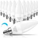 KINDEEP LED Candelabra Light Bulbs Dimmable 60 Watt Equivalent, Daylight 5000K, 600LM, E12 Candle Bulb Base 6W Ceiling Fan Lightbulbs Type B Bulb for Chandelier, Wall Sconces, 7 Packs