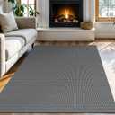 KOZYFLY Boho Rugs for Entryway Rugs 4x6 ft Washable Area Rugs Rubber Backed Living Room Rugs Braided Woven Cotton blend Indoor Outdoor Floor Carpet for Dining Room Living Room Bedroom, Dark Grey