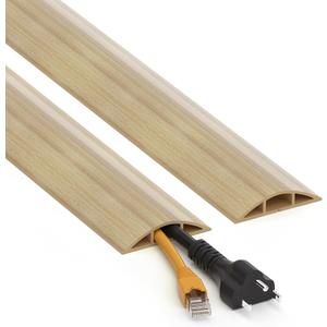 Floor Cord Cover 4ft, Maple Wood Cord Hider Floor Hide Extension Cords, Floor Cable Management Floor Cable Cover Wire Covers for Cords, Cable Protector Cord Cavity W0.6in x H0.32in